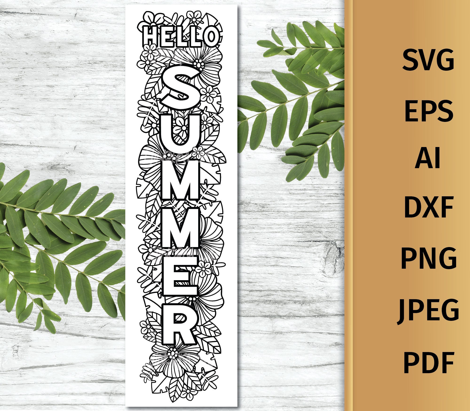 Download Hello Summer SVG Vertical Summer Sign SVG Floral Porch ...