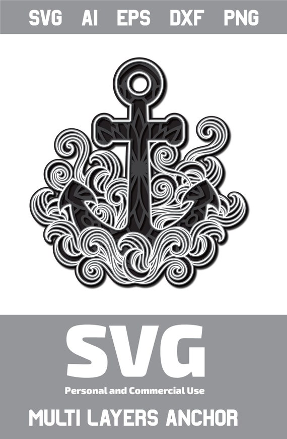 Download 3d Layered Anchor Svg Nautical Svg Intricate Design 4 Layers Etsy
