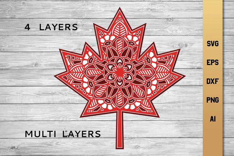 Download Maple Leaf SVG 3d Layered Mandala Cut File with 4 layers ...