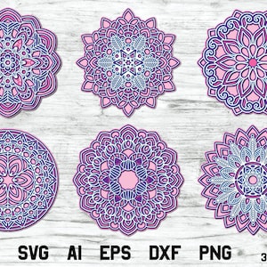 Mandala SVG Bundle, 3D-Schichten SVG Mandala, 6 komplizierte Designs.