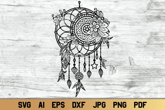 Download Dream Catcher Svg Floral Mandala Dreamcatcher Svg Boho Etsy