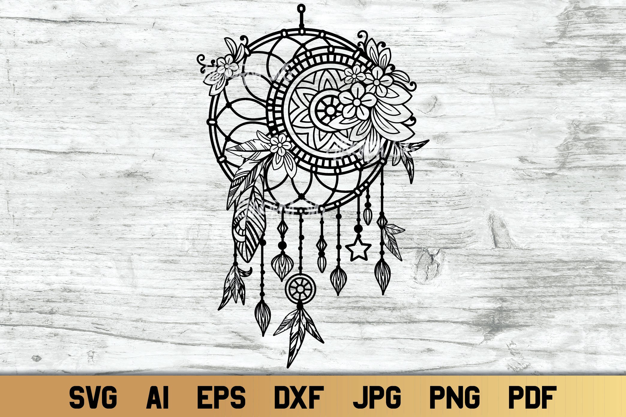 Dream Catcher SVG Floral Mandala Dreamcatcher svg Boho | Etsy