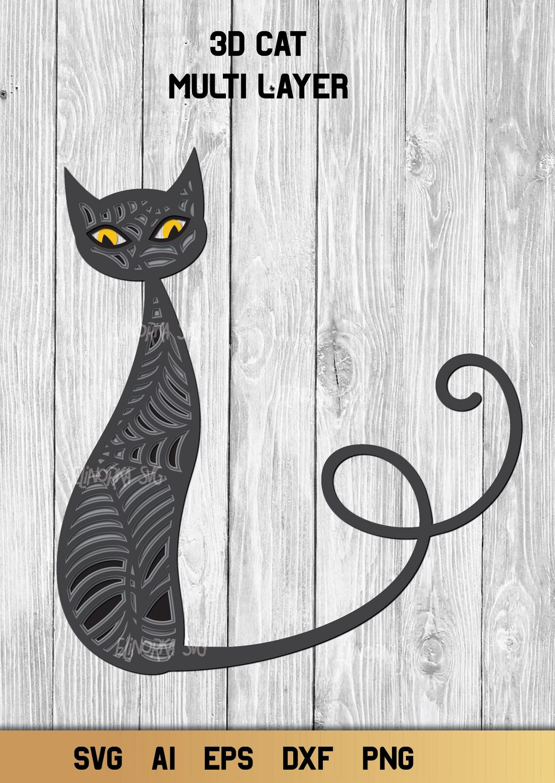 3D Layered Cat SVG Kitty SVG Intricate Design 6 Layers. | Etsy