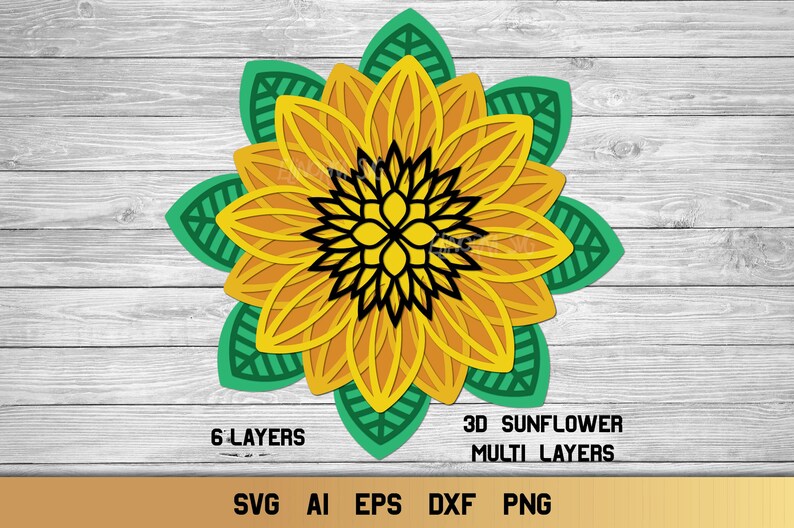 Sunflower Mandala svg 3D Layered Sunflower BUNDLE SVG Floral svg Fall svg Cut File Personal and Commercial Use Multi Layer SVG