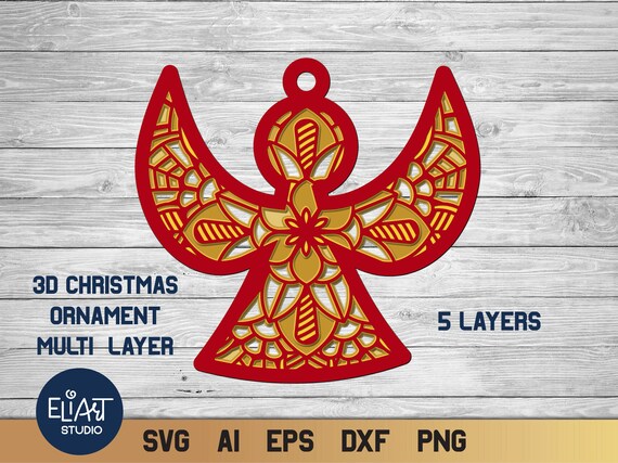 Download Christmas Angel Svg 3d Layered Mandala Svg Ornaments Svg 5 Etsy