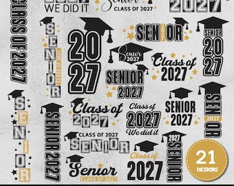 SVG de la promoción de 2027, SVG de la clase de 2027, paquete de la promoción de 2027, letrero vertical de la promoción, decoración de la promoción.