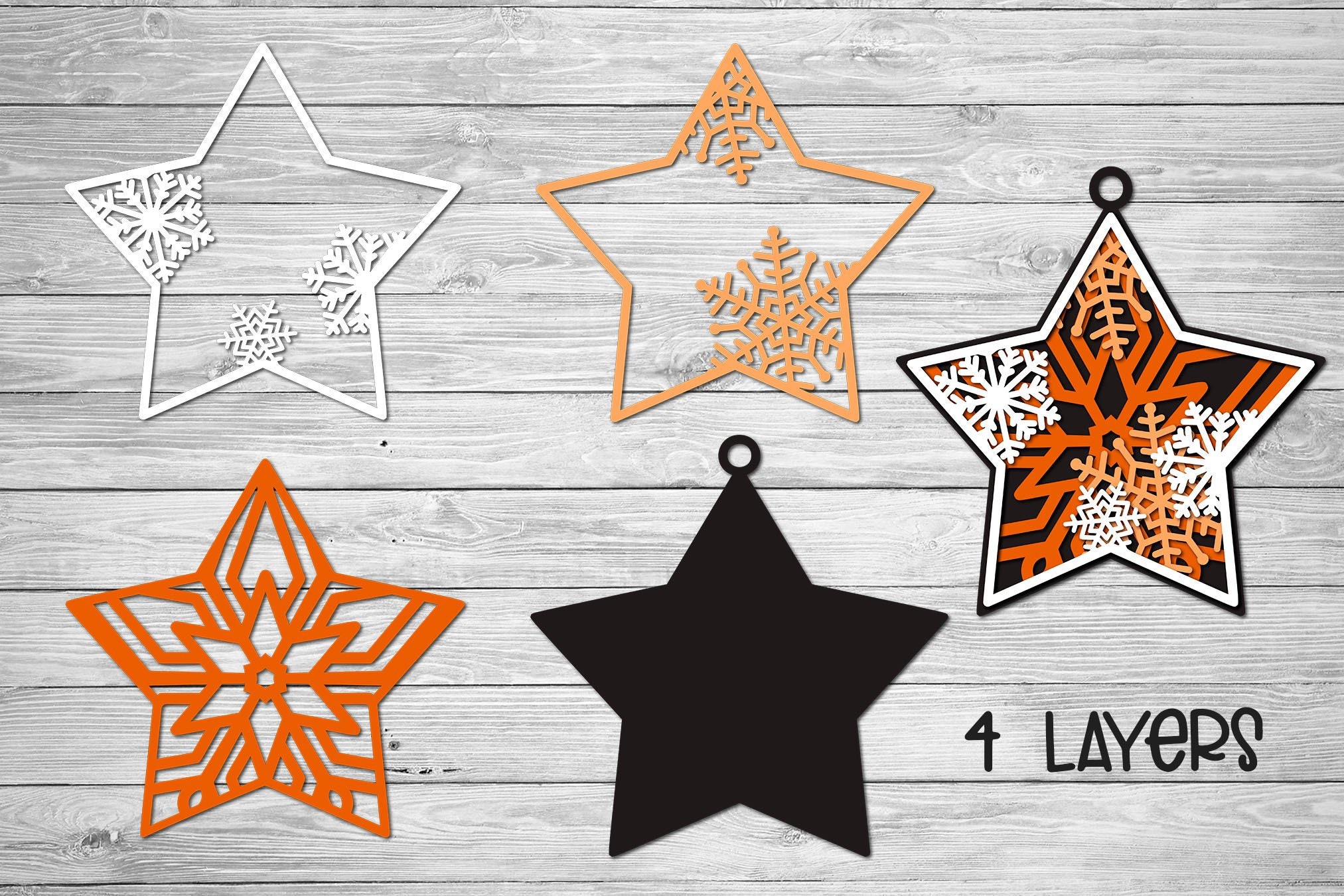 Layered SVG Star Ornaments Bundle Christmas SVG Ornaments 3d - Etsy