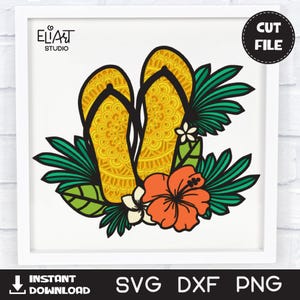 Flip Flops SVG, 3d Layered SVG Summer, Beach SVG.