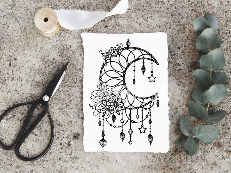 Dream Catcher svg Floral Moon Dreamcatcher svg Boho svg | Etsy