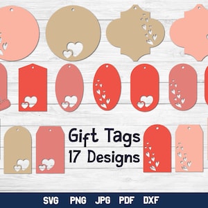 Gift Tag Bundle SVG, Heart Gift Tag SVG Designs, Gift Tags with Hearts.