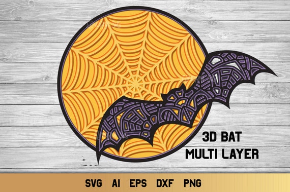 Download 3d Layered Halloween Bat Svg Full Moon Svg Halloween Svg 8 Etsy