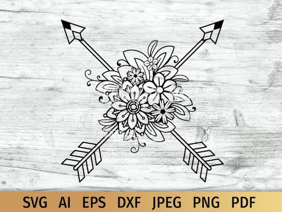 Download Boho Svg Floral Arrow Svg Crossed Arrows Svg Commercial Use Etsy
