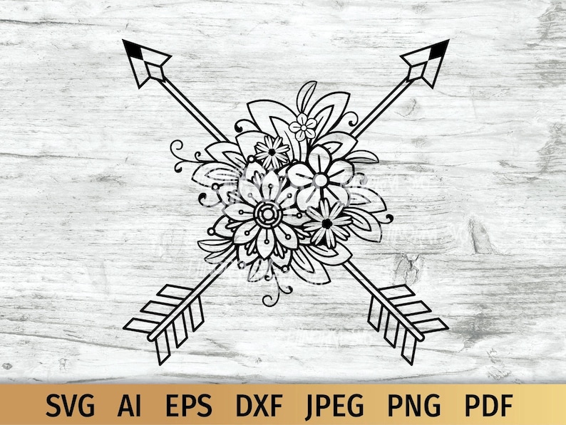 Download Boho svg Floral Arrow svg Crossed Arrows svg Flower svg | Etsy