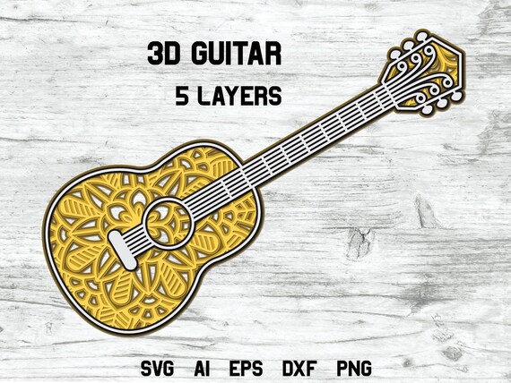 Download Guitar Svg Music Svg 3d Layered Guitar 5 Layers Digital Etsy