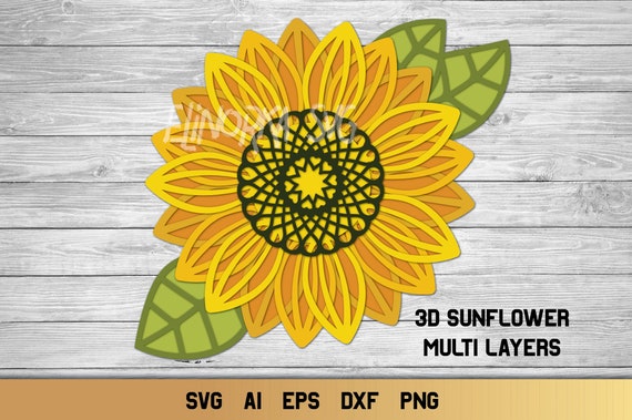 3d Layered Sunflower Svg Sunflower Mandala Svg Floral Svg Etsy