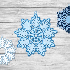 3d layered Christmas Snowflake SVG Cut File. Winter Christmas Tree Decoration Ornament.