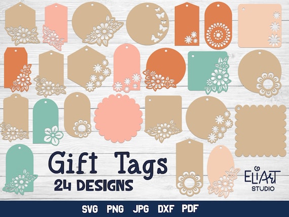 Gift Tag SVG Bundle, Floral Tag SVG Designs, Tags with Flowers.