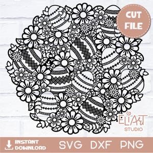 Corona di Pasqua SVG, Pasqua SVG, Mandala SVG.