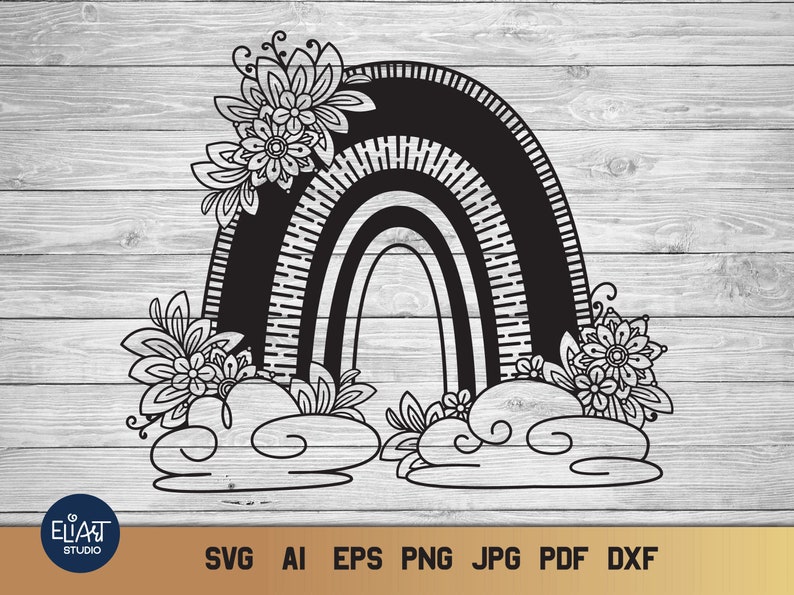 Download Rainbow Svg Boho Rainbow Cloud Svg Commercial And Personal Use Clip Art Art Collectibles