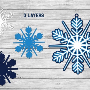 3d layered Christmas Snowflake SVG Cut File. Winter Christmas Tree Decoration Ornament.