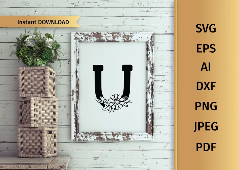 Download Personal And Commercial Use Flower Alphabet Svg Floral Letter U Svg Initial Svg Art Collectibles Prints Jewellerymilad Com