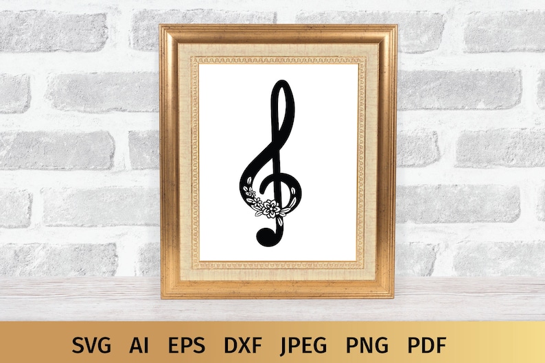 Music Notes SVG Designs with Flowers. These Floral Musical Notes are Compatible with Cricut and Silhouette Cutting Machines