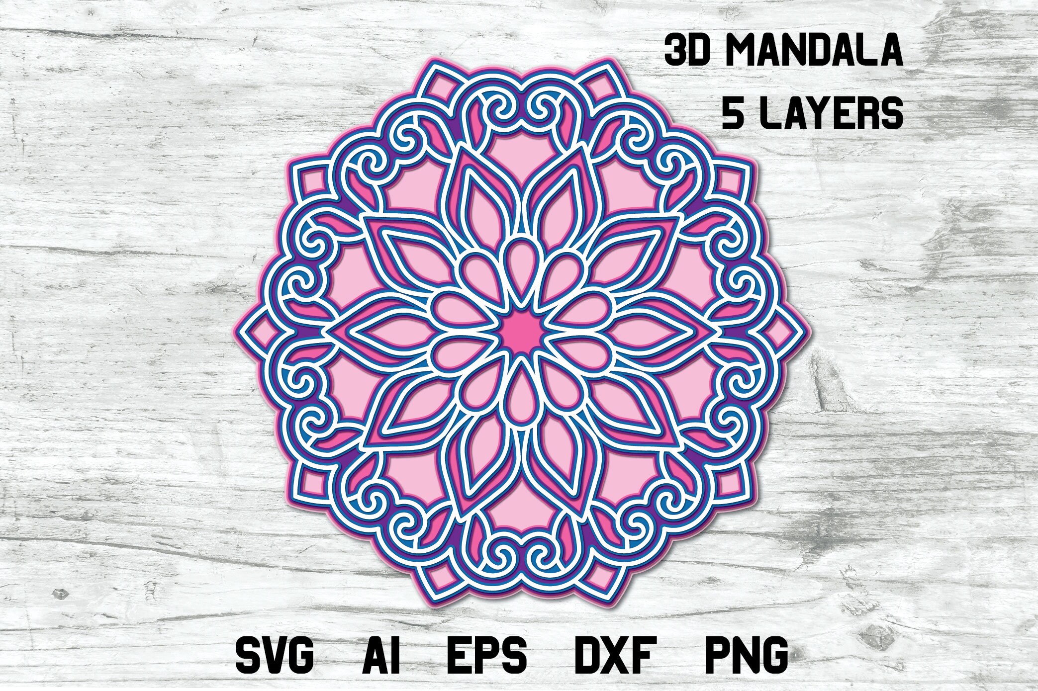 Download Mandala Svg 3d Layered Floral Mandala Svg 5 Layers Cut File Etsy