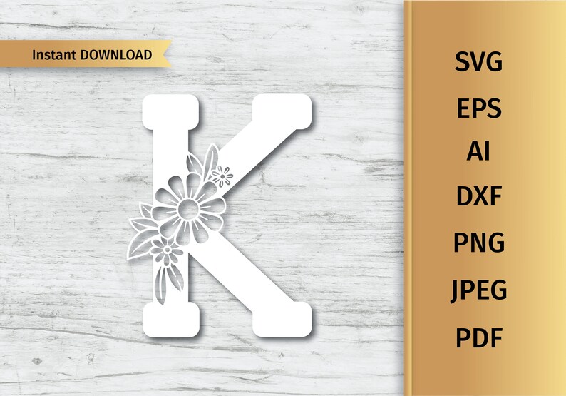Download Clip Art Art Collectibles Digital File Flower Alphabet Svg Floral Letter K Svg Personal And Commercial Use Initial Svg