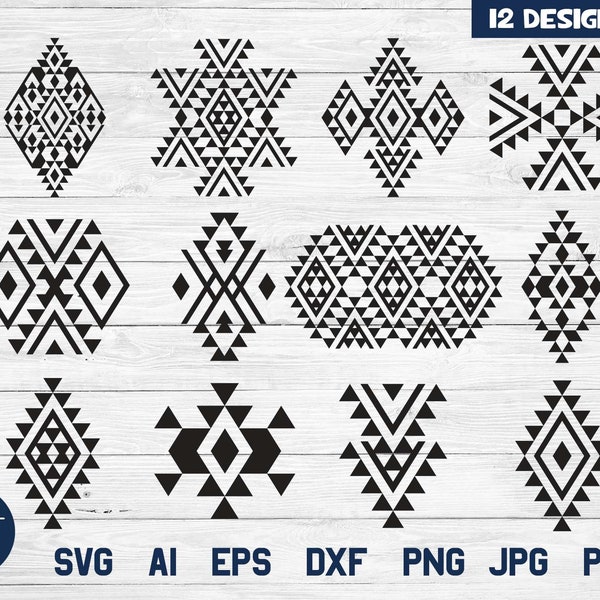 Aztec Pattern SVG, Tribal Pattern SVG, Aztec SVG 12 Geometric Elements
