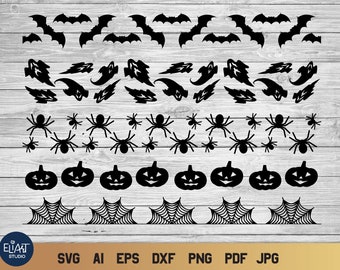 Halloween Borders SVG, Halloween Dividers SVG, Halloween SVG Decor.