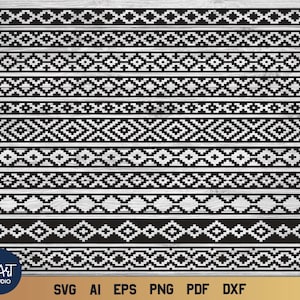 Guarda Pampa ボーダー SVG、トライバル パターン SVG、幾何学的形状の区切り線。