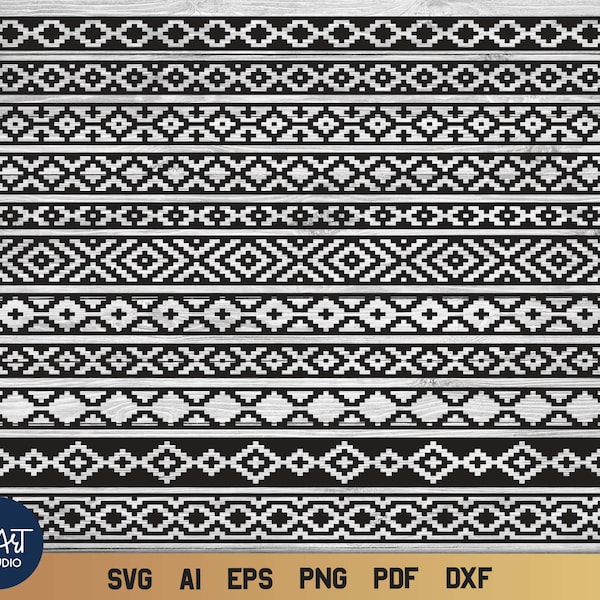 Guarda Pampa Border SVG, Tribal Pattern SVG, Geometric Shape Dividers.