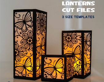 3d SVG Floral Lantern, Lantern SVG with Butterflies, Led Candle Holder.