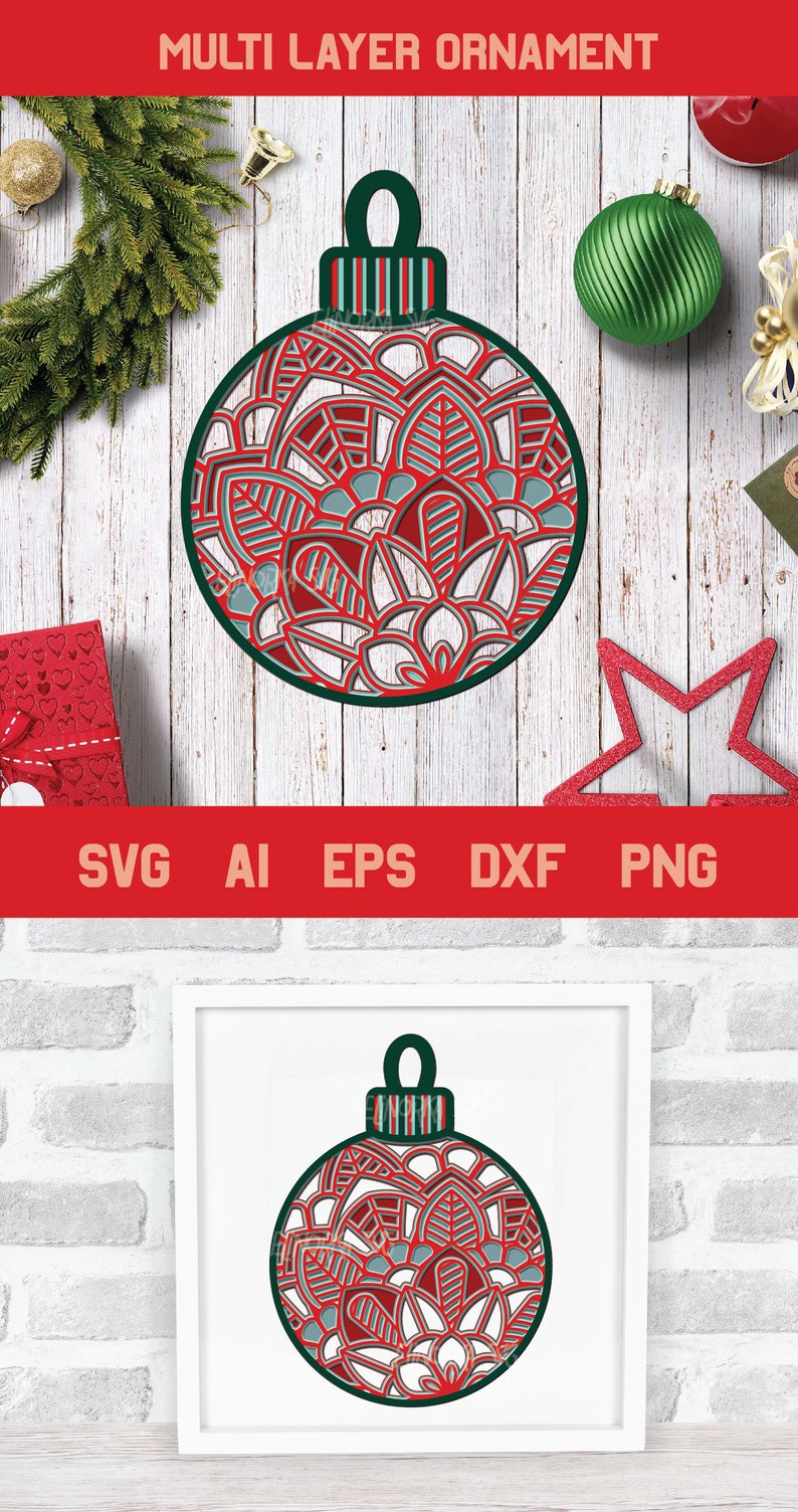 Download Christmas Ornaments SVG 3D Layered Mandala svg Christmas ...