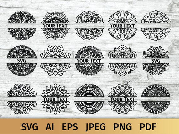 Download Split Mandala Bundle Svg Mandala Monogram Svg Intricate Etsy