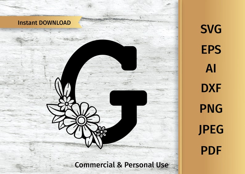 Download Personal And Commercial Use Floral Alphabet Svg Flower Letter G Svg Initial Svg Drawing Illustration Art Collectibles Alechcemisieszyc Pl
