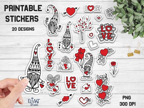 Valentine's Day Sticker Bundle, Printable Stickers love png