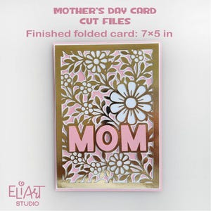 Mothers Day Card SVG, Card Template with Flowers and Mom word, DIY Mothers Day Card, Mothers Day SVG, Cricut Mom Cards.