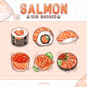 Salmon Sashimi Sushi Twitch badges | Twitch graphics