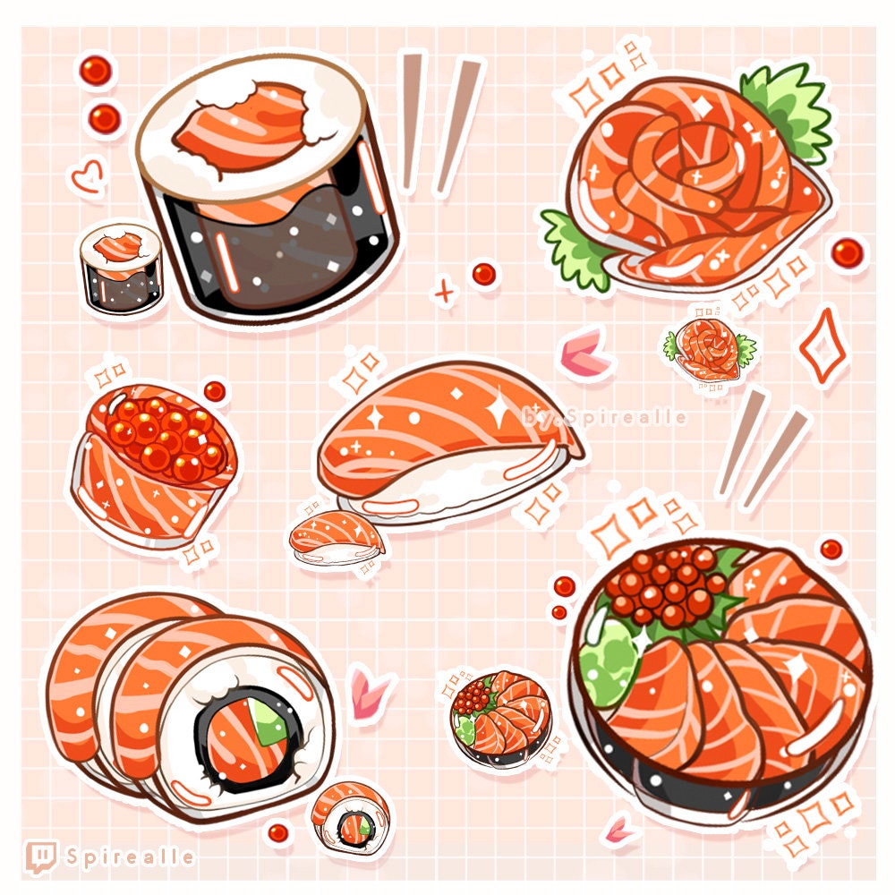 Salmon Sashimi Sushi Twitch Badges Twitch Graphics - Etsy Canada