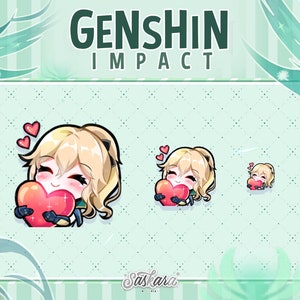 Jean love heart Impact Twitch Discord emotes | Twitch graphics