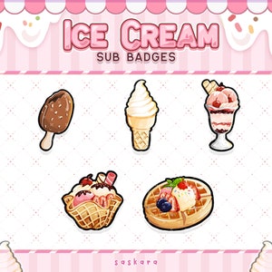 Sweet Ice cream Loyalty Sub Badges Twitch youtube Discord emotes | Twitch graphics