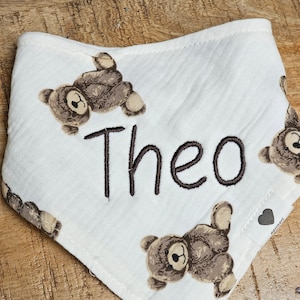 Bavaglino personalizzato per neonati - Bavaglino personalizzato ricamato per neonati a forma di orsetto. Bavaglini personalizzati per neonati - Bavaglini ricamati - Regalo personalizzato per neonati.