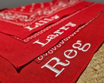 35 Personalised Embroidered Bandanas (100% Cotton)