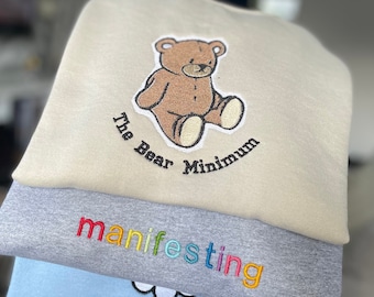 Embroidered Crewneck Sweatshirt | Embroidered hoodie | Embroidered Sweater Cute | Cozy Sweatshirt | Slogan hoodie