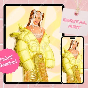 Lemon Yellow Jacket Digital Art | DIGITAL FILE ONLY | Fashion Illustration | Printable Art