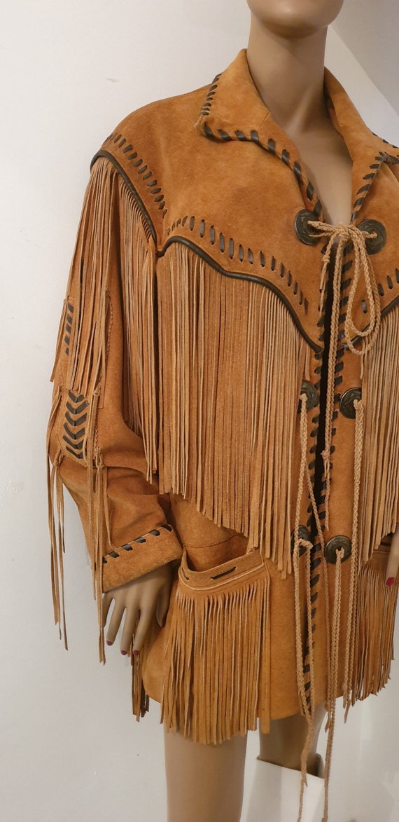 Leather jacket with bangs / fringed leather jacket