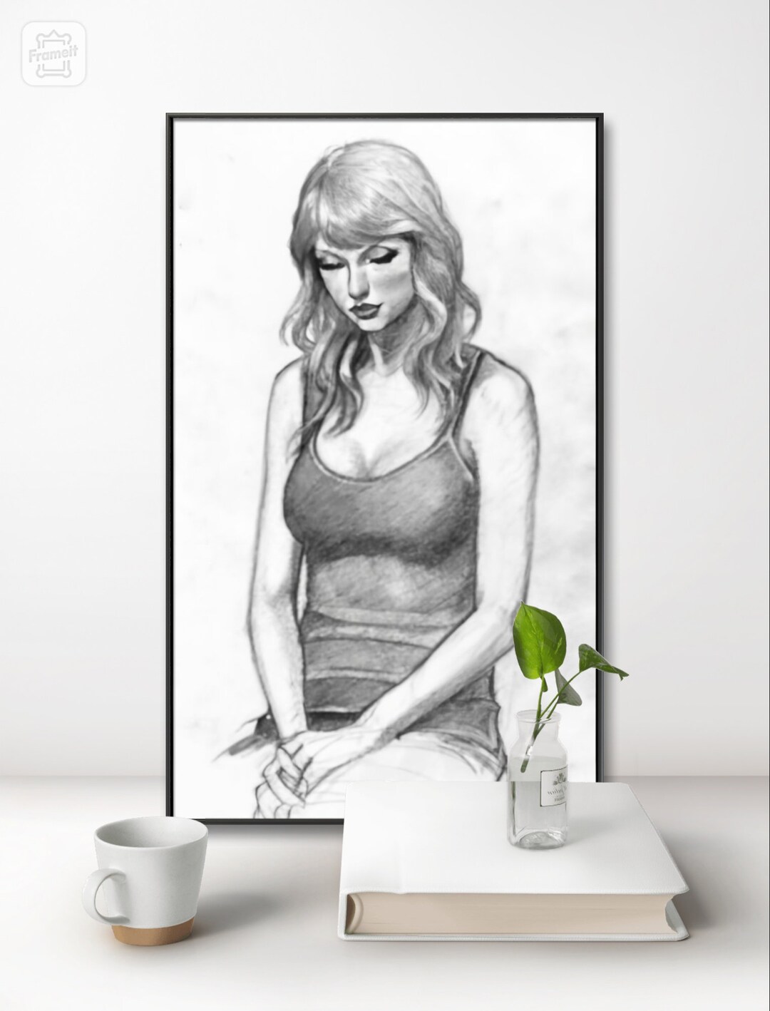2 Taylor Swift Swiftie Pencil Drawing Printable AI Art Print Poster ...
