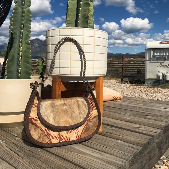 Boho Structured Raffia Shoulder Bag / 60s 70s Wove