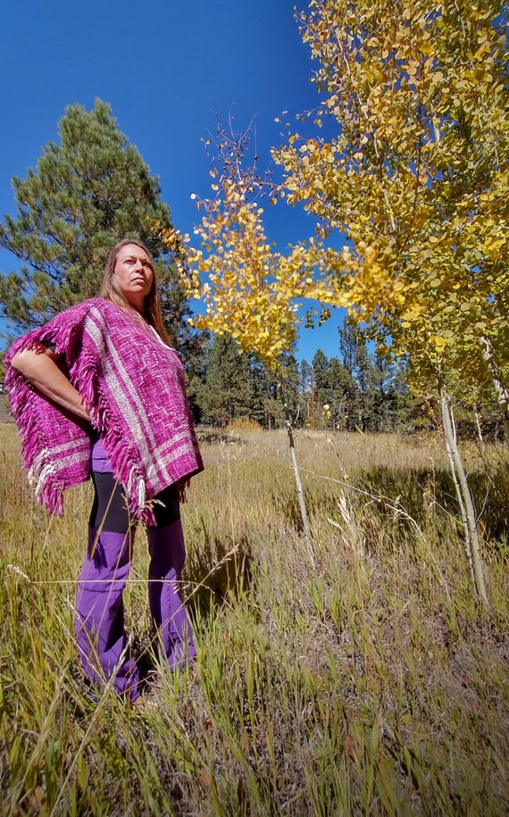 Vintage Taos-made gorgeous woven poncho